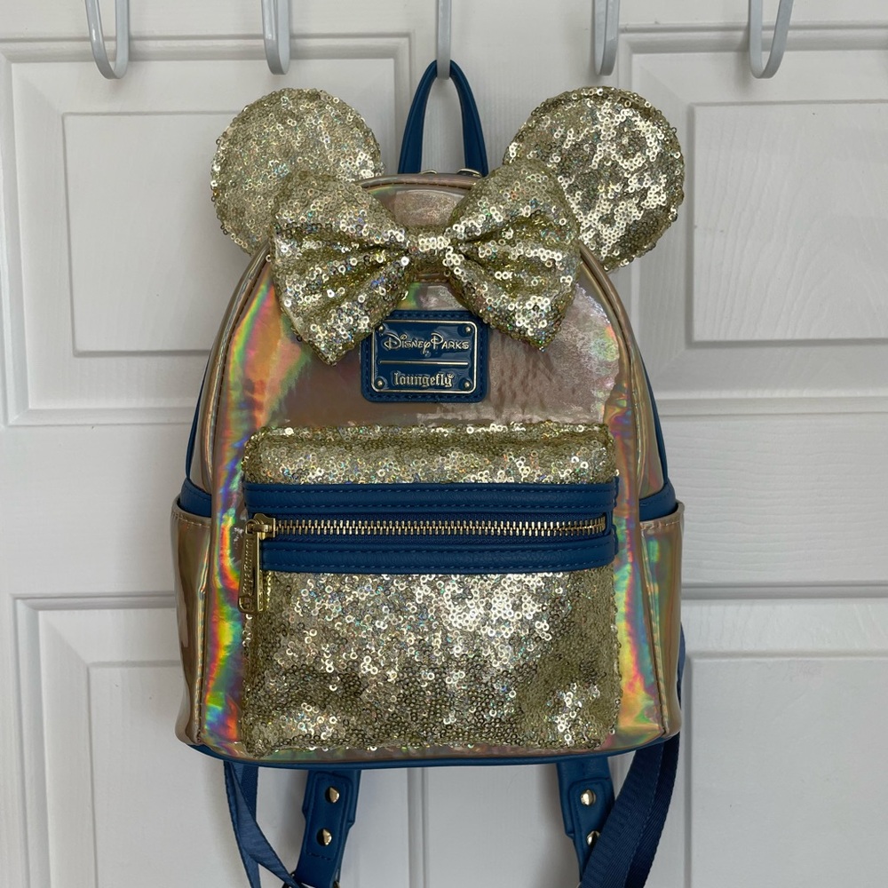 Loungefly Gold and Blue Sequin Backpack